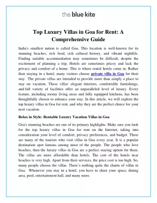Top Luxury Villas in Goa for Rent A Comprehensive Guide