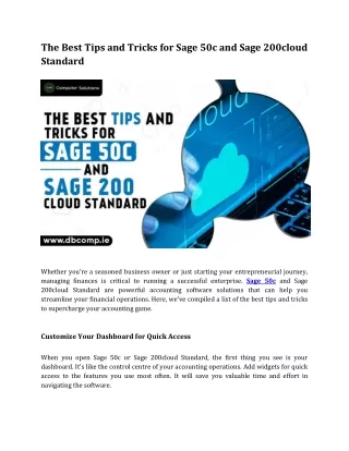 The Best Tips and Tricks for Sage 50c and Sage 200cloud Standard