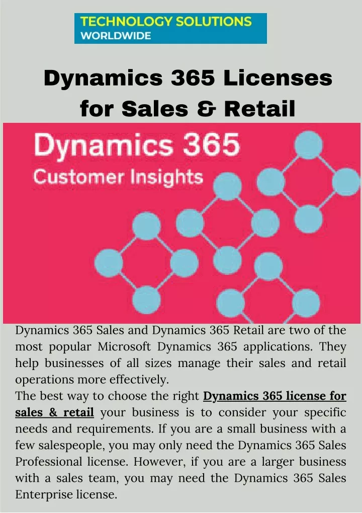 dynamics 365 licenses for sales retail