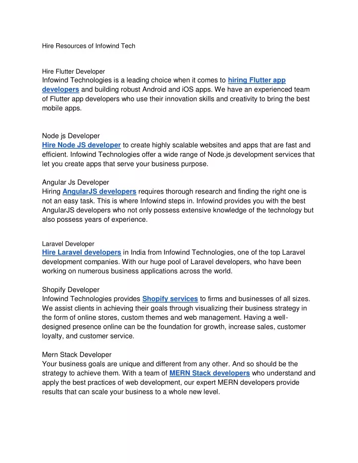 hire resources of infowind tech hire flutter