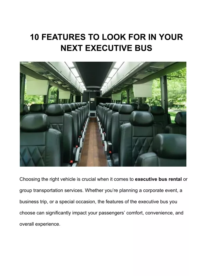 10 features to look for in your next executive bus