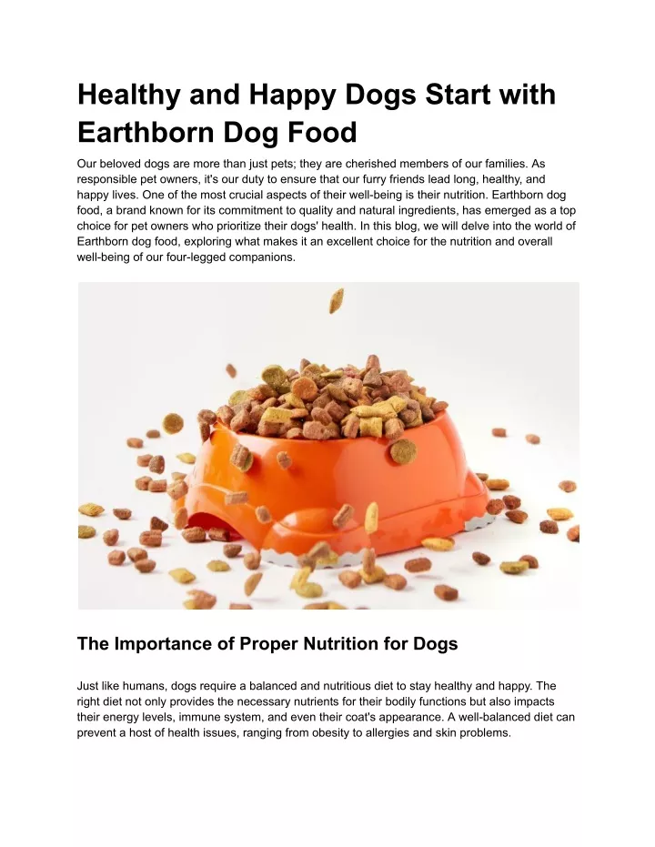 healthy and happy dogs start with earthborn
