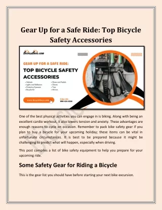 Gear Up for a Safe Ride: Top Bicycle Safety Accessories