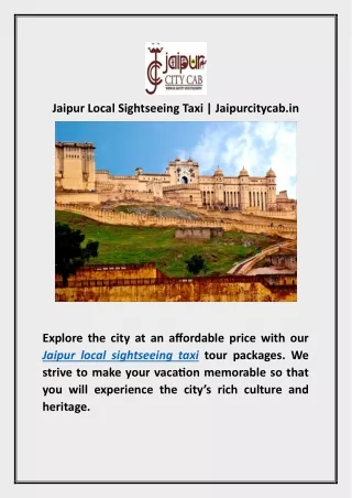 Jaipur Local sightseeing taxi | Jaipurcitycab.in