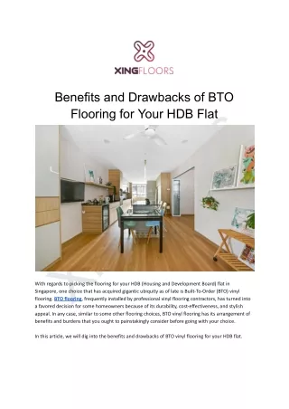 Benefits and Drawbacks of BTO Flooring for Your HDB Flat