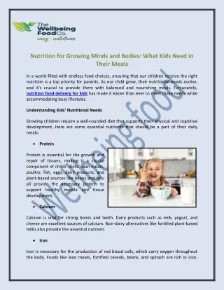 Nutrition for Growing Minds and Bodies What Kids Need in Their Meals