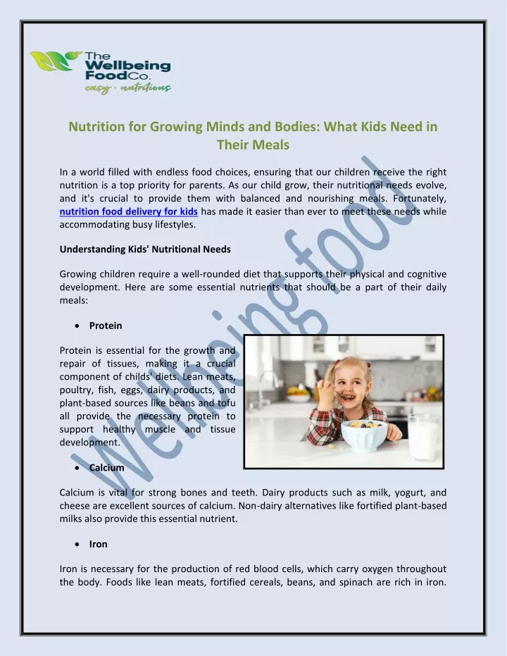 nutrition for growing minds and bodies what kids