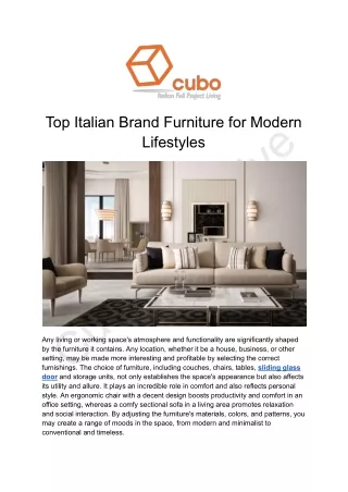 Top Italian Brand Furniture for Modern Lifestyles