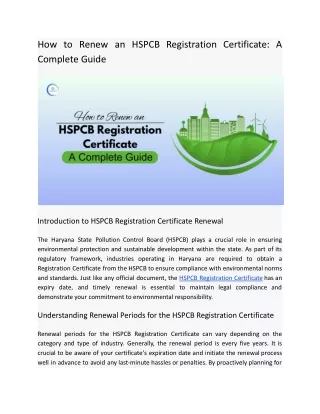 How to Renew an HSPCB Registration Certificate_ A Complete Guide_