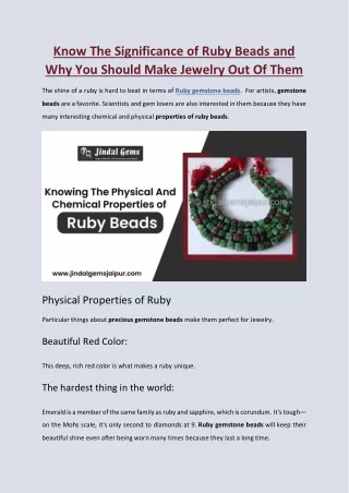 Knowing The Physical And Chemical Properties of Ruby Beads