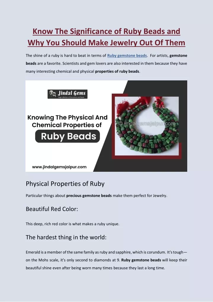 know the significance of ruby beads