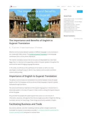 The Importance and Benefits of English to Gujarati Translation