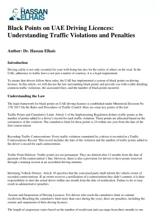 Black Points on UAE Driving Licences - Understanding Traffic Violations and Penalties