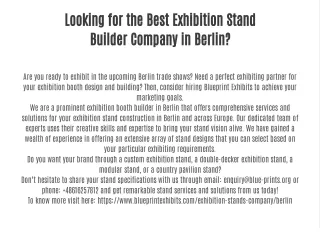 Looking for the Best Exhibition Stand Builder Company in Berlin?
