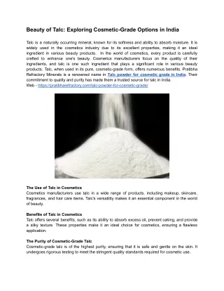 Beauty of Talc: Exploring Cosmetic-Grade Options in India
