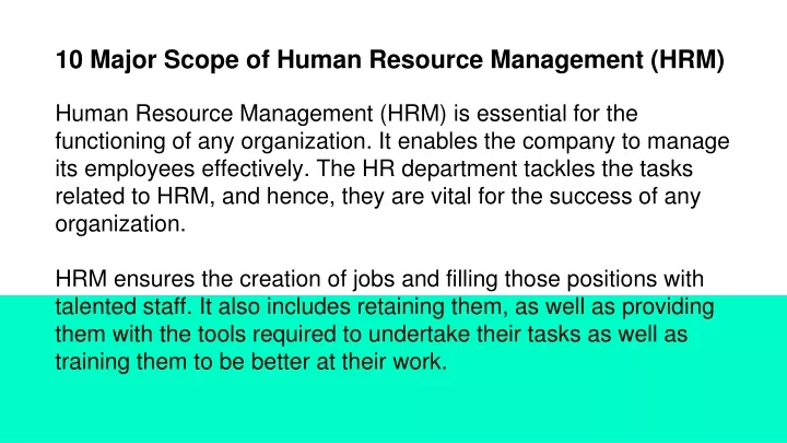 10 major scope of human resource management