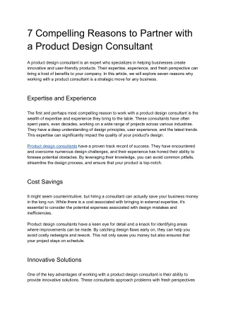 7 Compelling Reasons to Partner with a Product Design Consultant