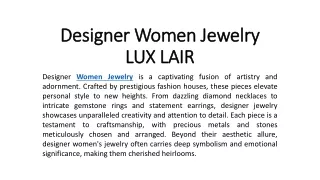 Designer Women Jewelry - LUX LAIR