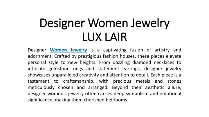 designer women jewelry lux lair