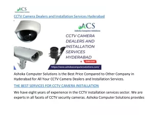 CCTV Camera Dealers and Installation Services Hyderabad