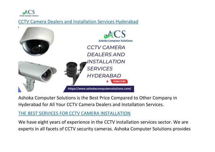 cctv camera dealers and installation services