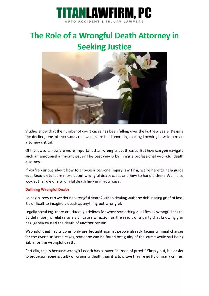 the role of a wrongful death attorney in seeking