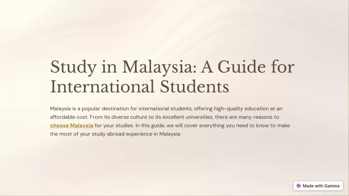 study in malaysia a guide for international
