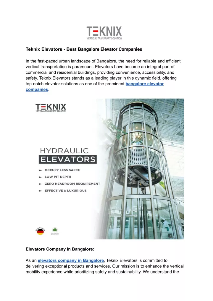teknix elevators best b angalore elevator
