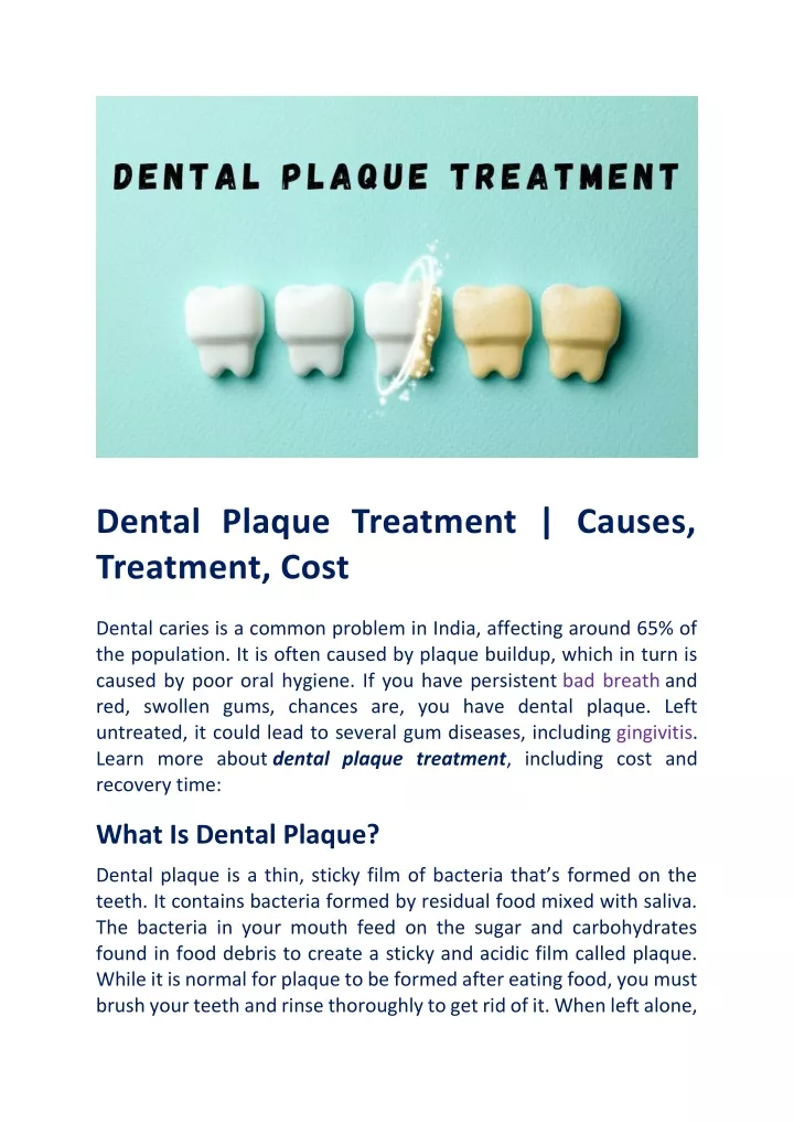 dental plaque treatment causes treatment cost