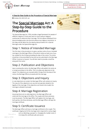 A Step-by-Step Guide to the Procedure of Special Marriage - Court-Marriage.co.in