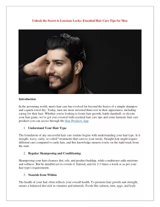 Essential Hair Care tips for men