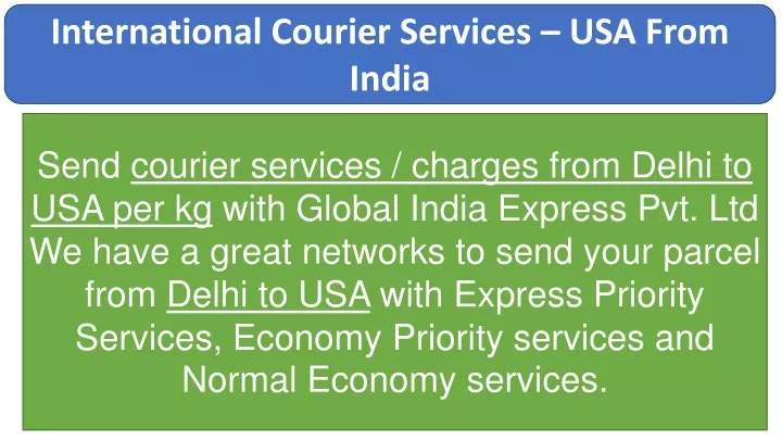 international courier services usa from india