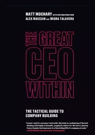 [PDF READ ONLINE] Read ebook [PDF]  The Great CEO Within: The Tactical Guide to
