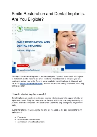 Smile Restoration and Dental Implants_ Are You Eligible.docx