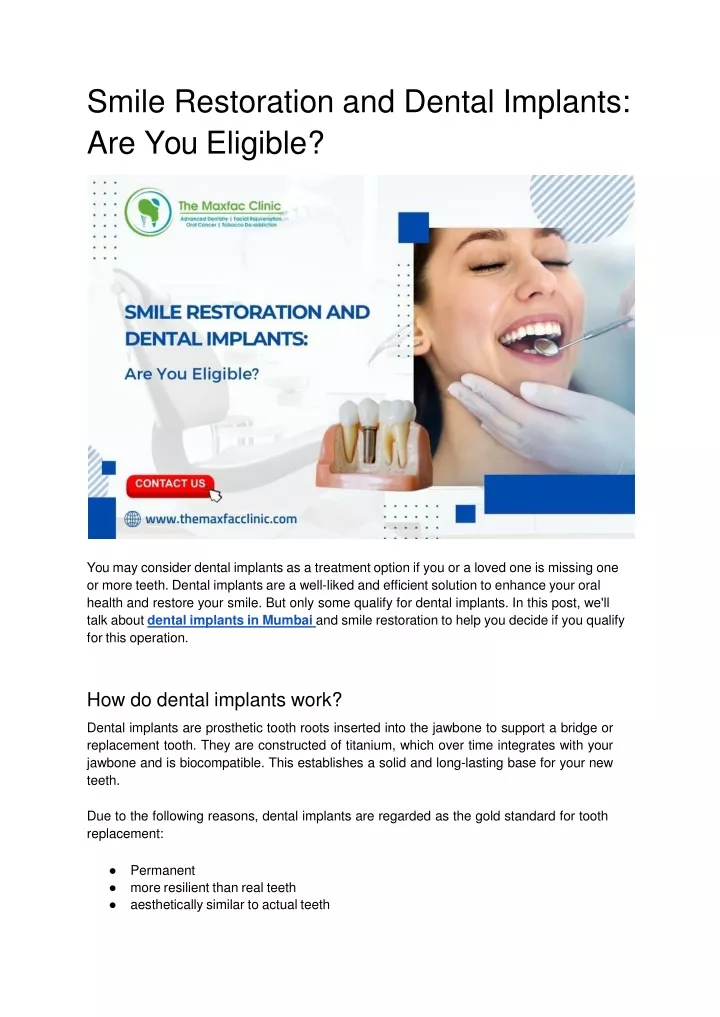 smile restoration and dental implants are you eligible
