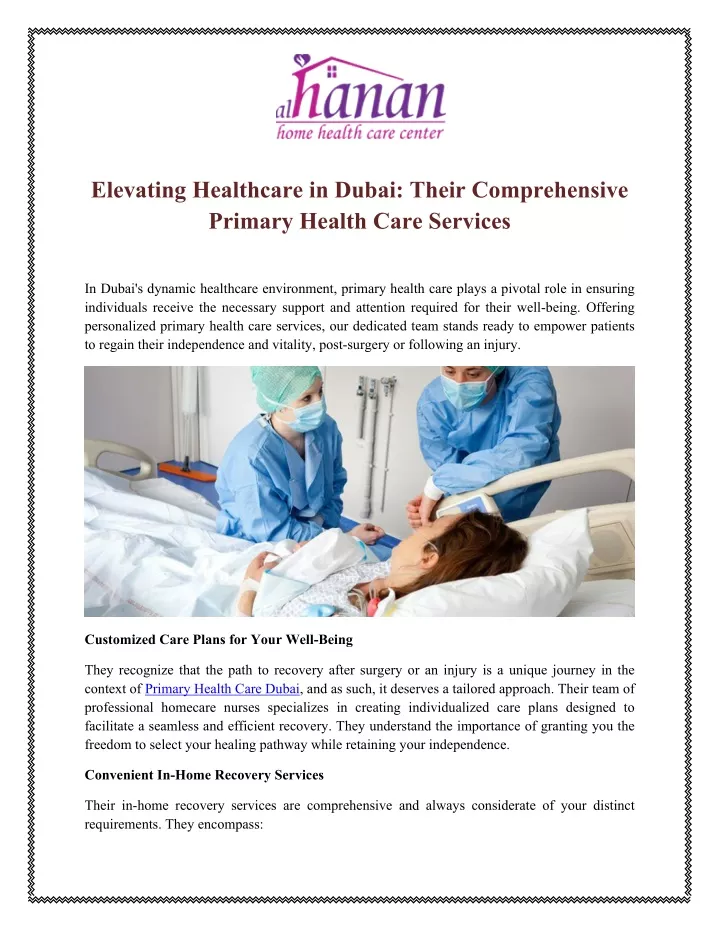 elevating healthcare in dubai their comprehensive