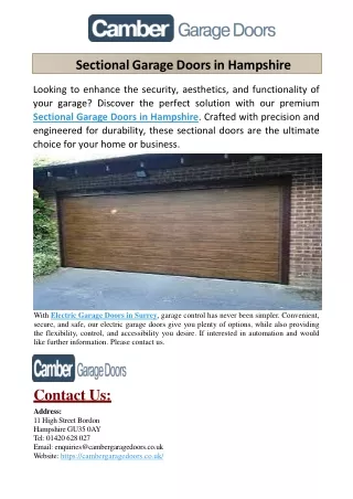 Sectional Garage Doors in Hampshire