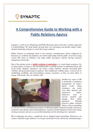 A Comprehensive Guide to Working with a Public Relations Agency