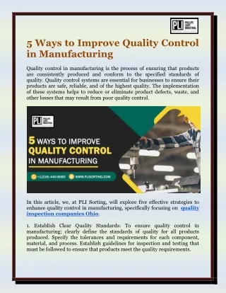 5 Ways to Improve Quality Control in Manufacturing