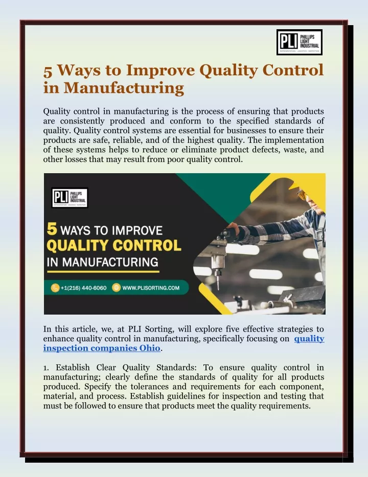 5 ways to improve quality control