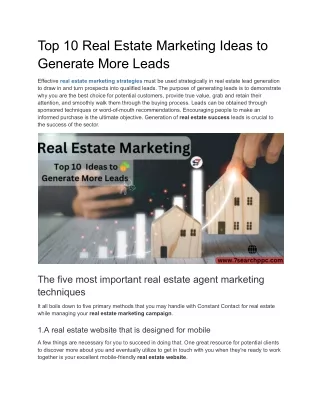 Top 10 Real Estate Marketing Ideas to Generate More Leads