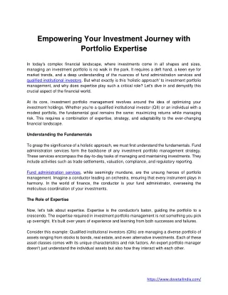 Empowering Your Investment Journey with Portfolio Expertise
