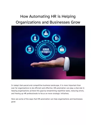 How automating HR is helping organizations and businesses grow