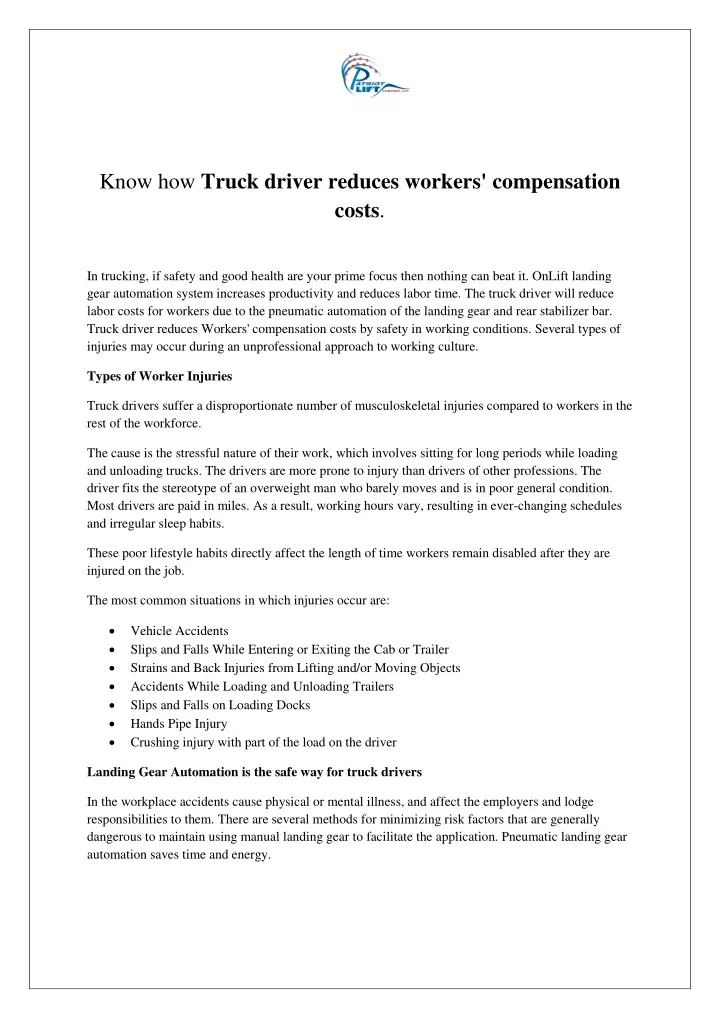 know how truck driver reduces workers