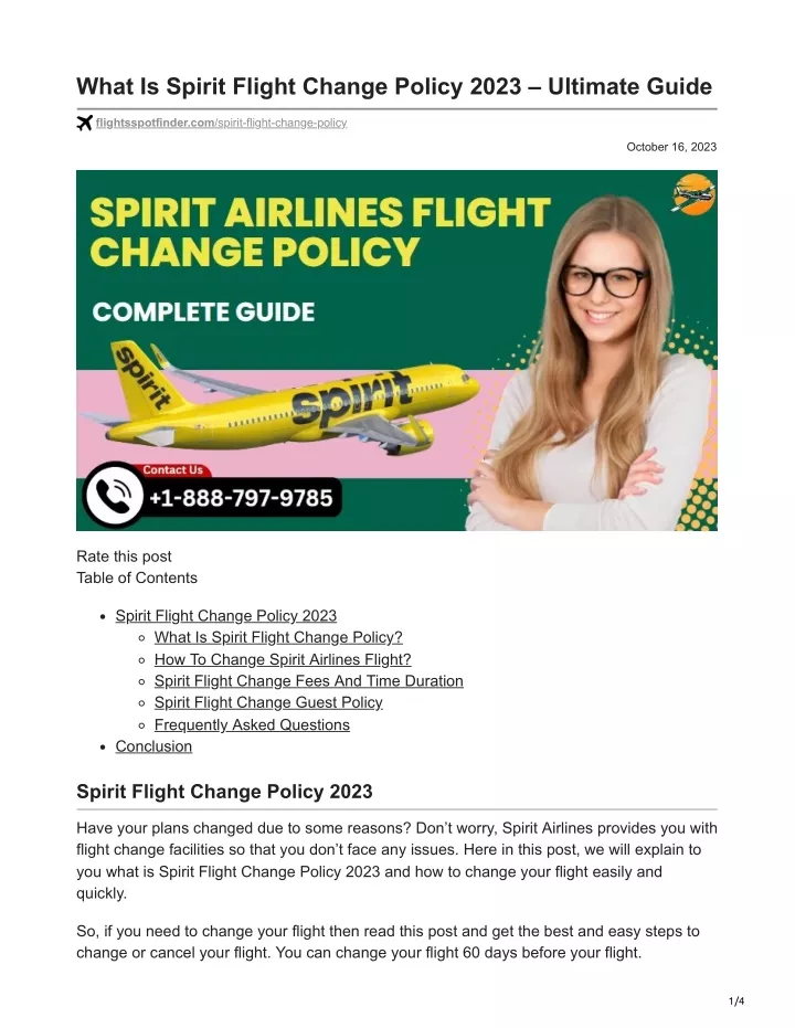 what is spirit flight change policy 2023 ultimate