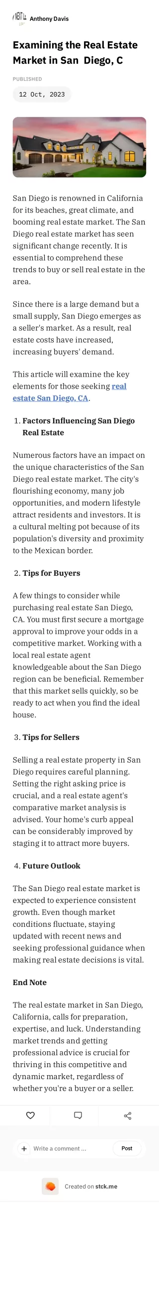 Examining the Real Estate Market in San  Diego, CA