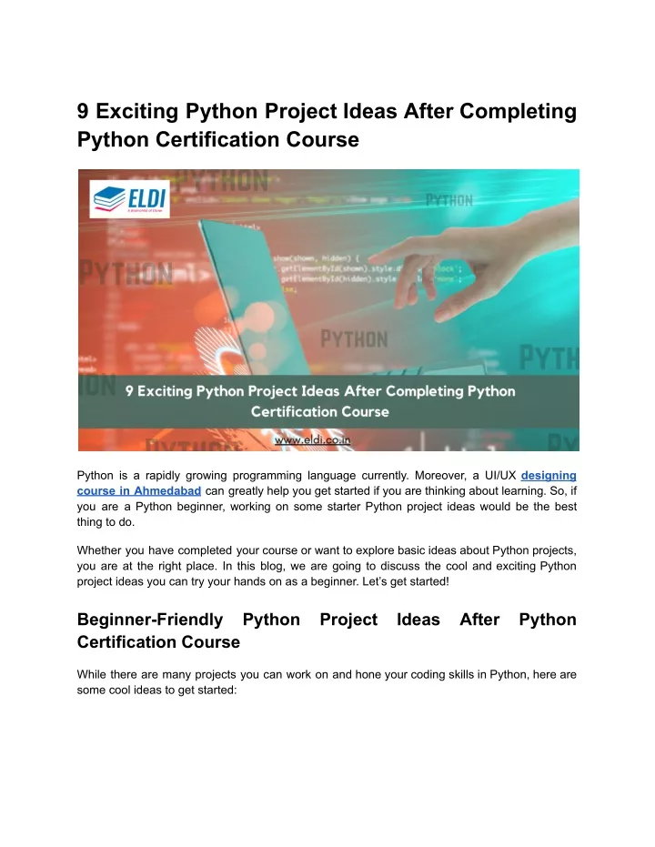 9 exciting python project ideas after completing