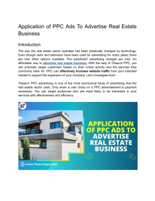 Application of PPC Ads To Advertise Real Estate Business