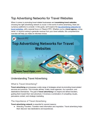 Top Advertising Networks for Travel Websites