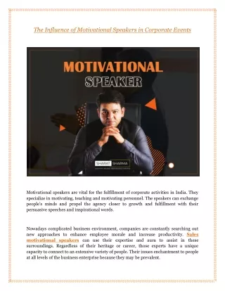 The Influence of Motivational Speakers in Corporate Events